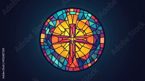 Wallpaper Mural Vector logo of a circle, stained glass with a cross in the center, bright colors, modern, simple. Torontodigital.ca