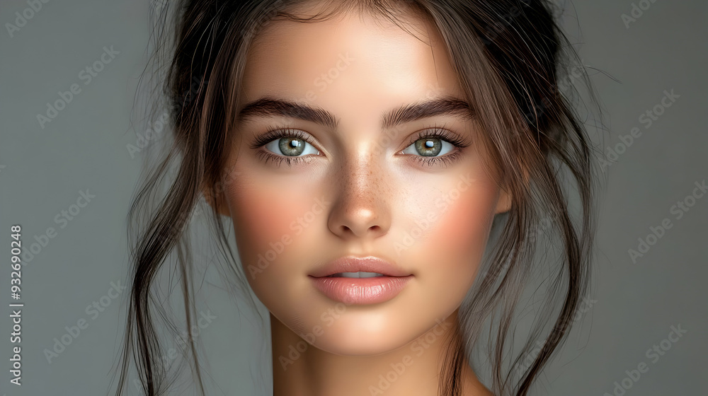 Portrait of a young woman with natural beauty and soft features. Portrait of a young woman with natural beauty and soft features.