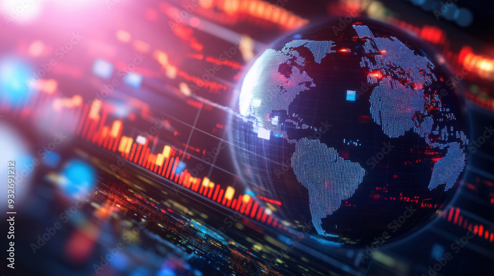 Globe in the concept of global economic network, connectivity in the digital age. Globe in the concept of global economic network, connectivity in the digital age.