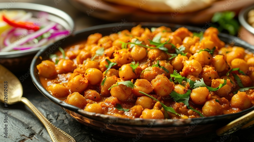 Big Bowl of Chana Masala: A Popular Street Food Dish Big Bowl of Chana Masala: A Popular Street Food Dish
