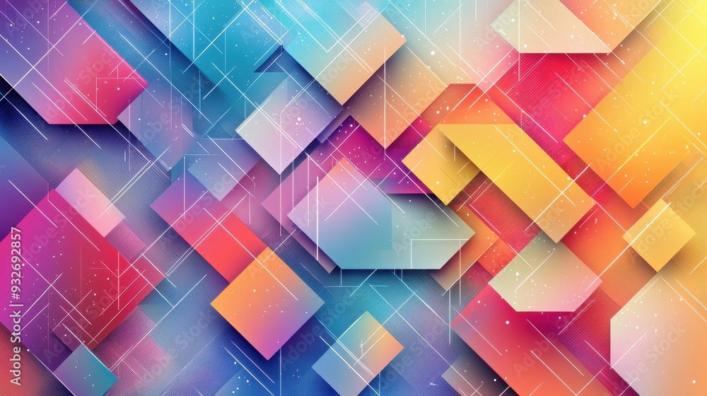 Obraz premium Abstract Geometric Background with Colorful Shapes and Lines