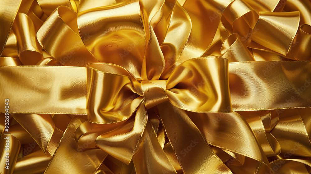 Elegant Gold Ribbon Background Highlighting Luxury and Celebration Elegant Gold Ribbon Background Highlighting Luxury and Celebration