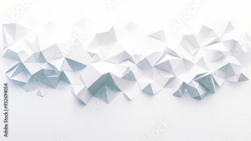 Abstract geometric white and gray color background, rough texture, polygon, low poly pattern. 3D illustration. 