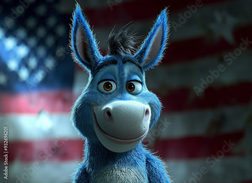 An donkey covered in the American flag a symbol of the Democratic political party. photo