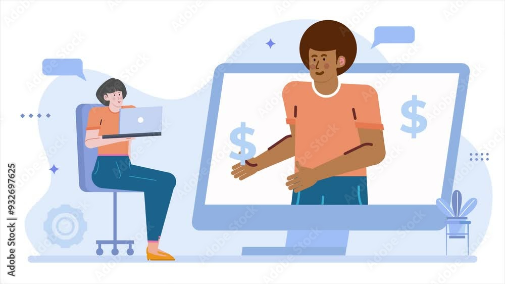 business online financial class and training illustration animated video business online financial class and training illustration animated video