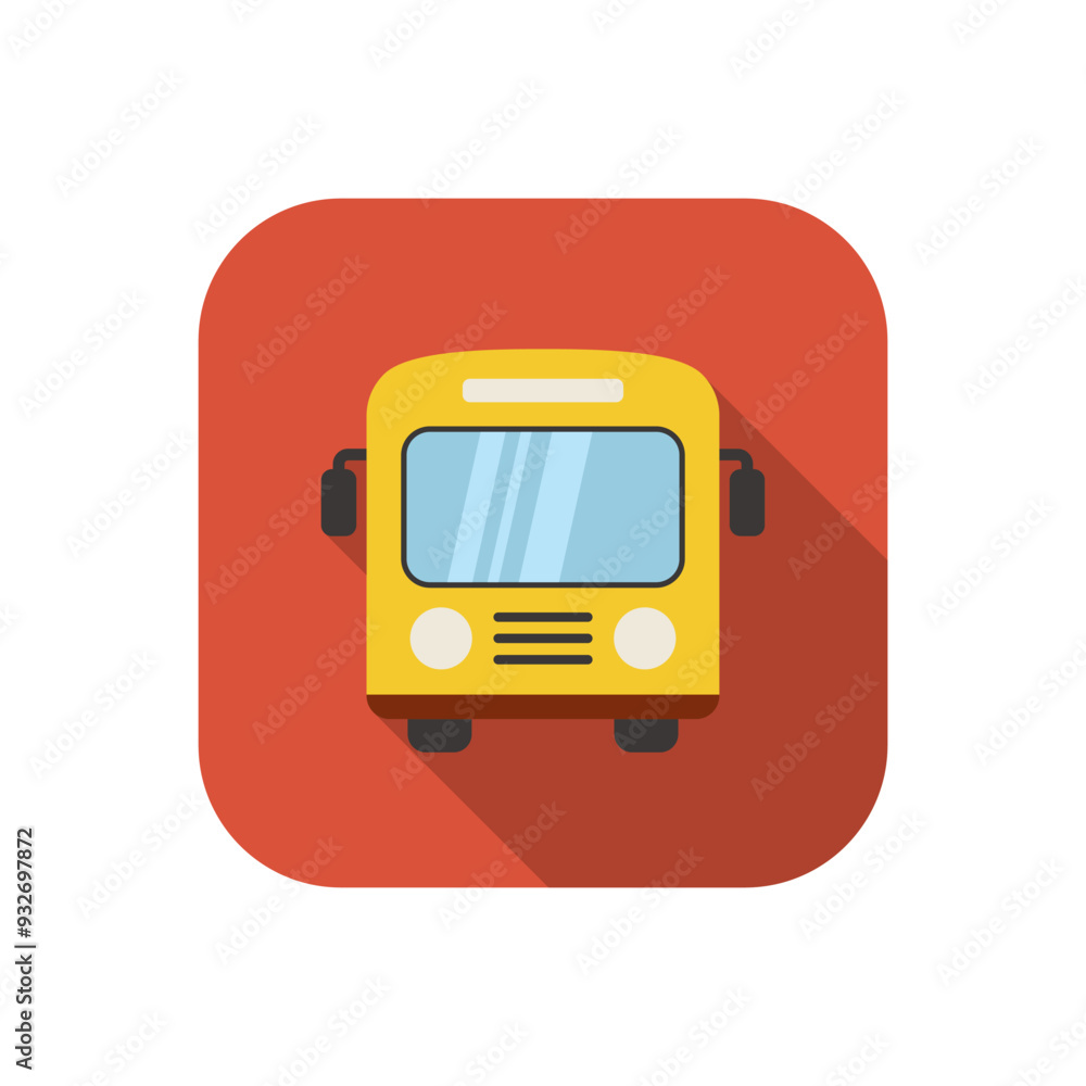 Bus flat icon on square background. Public transport sign symbol Bus flat icon on square background. Public transport sign symbol