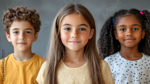Three children smiling in a...