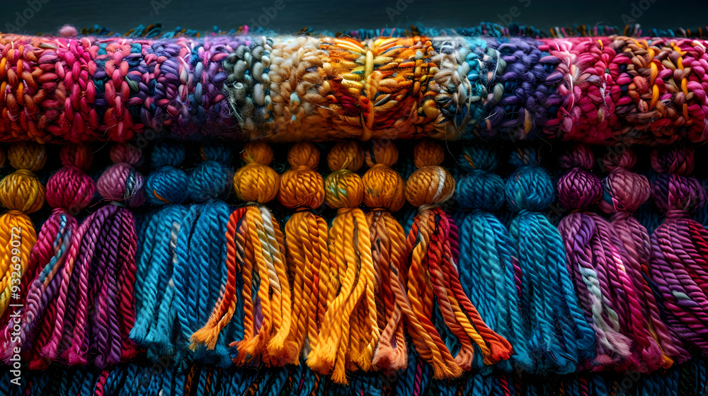 Colorful Knitted Tassels Abstract Texture Colorful Knitted Tassels Abstract Texture