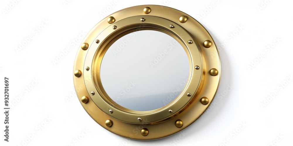 Golden Porthole with Rivets, 3D Render, Window, Round, Vessel , porthole, round window Golden Porthole with Rivets, 3D Render, Window, Round, Vessel , porthole, round window