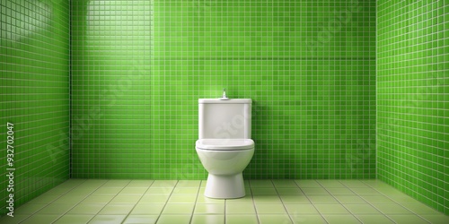 Green Tiled Bathroom with White Toilet, bathroom, tile, green, toilet