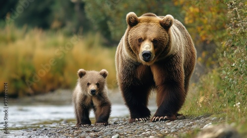 Mother Bear and Cub Walking