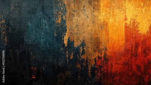 Abstract Textured Background with Dark Blue  Orange and Red Tones