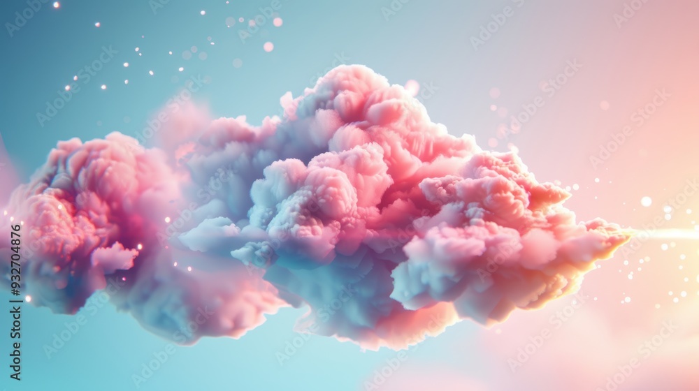 Fototapeta premium Transform your photography with surreal compositions of multi-cloud environments visualized as luminous, interwoven cloud networks.