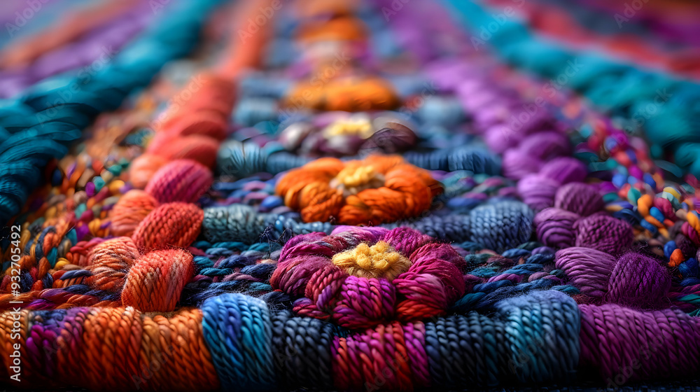 Colorful Yarn Texture Abstract Close-Up Colorful Yarn Texture Abstract Close-Up