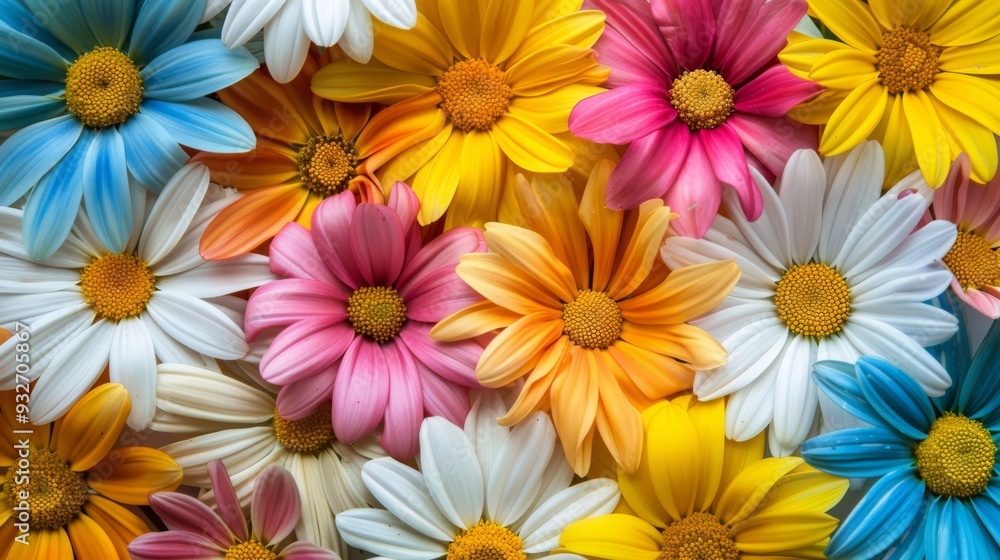 Colorful spring flowers in a playful pattern Colorful spring flowers in a playful pattern