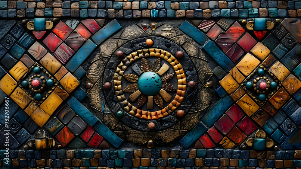 Fototapeta premium Colorful Abstract Mosaic Artwork with Geometric Shapes