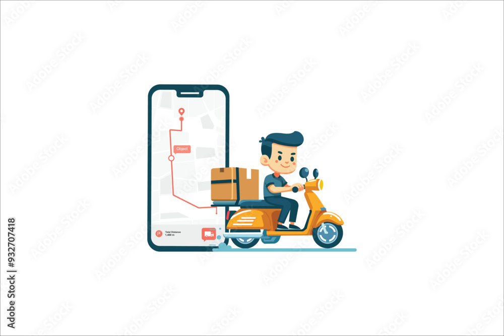 Online delivery on mobile application, Food order app. E-commerce concept, online order tracking