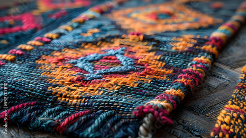 Colorful Woven Fabric Close-Up Macro Photography