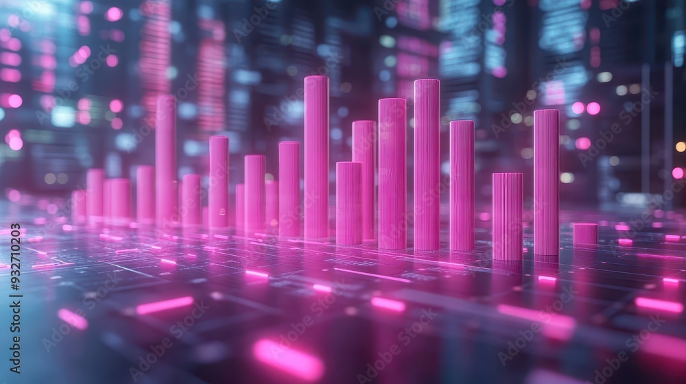 Abstract Neon Pink Bars on a Circuit Board Background Abstract Neon Pink Bars on a Circuit Board Background