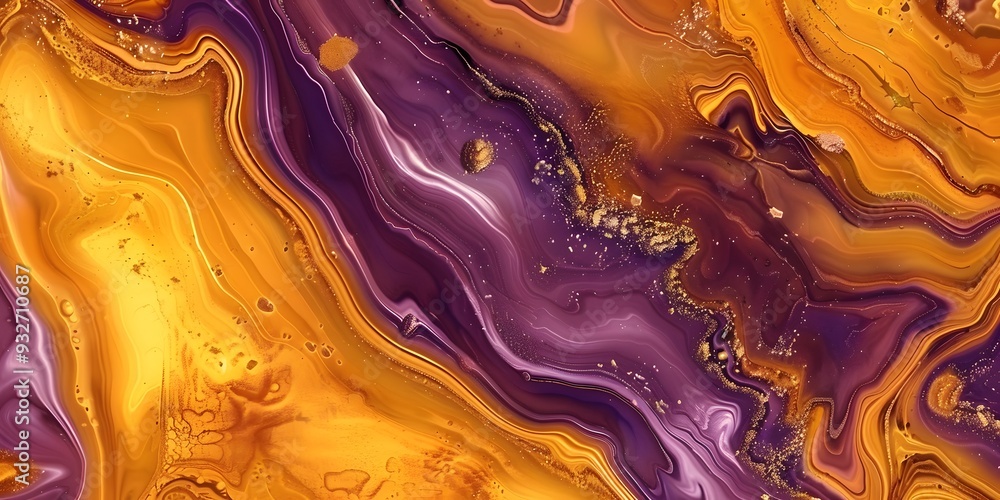abstract liquid marble texture in brown, yellow and purple colors abstract liquid marble texture in brown, yellow and purple colors