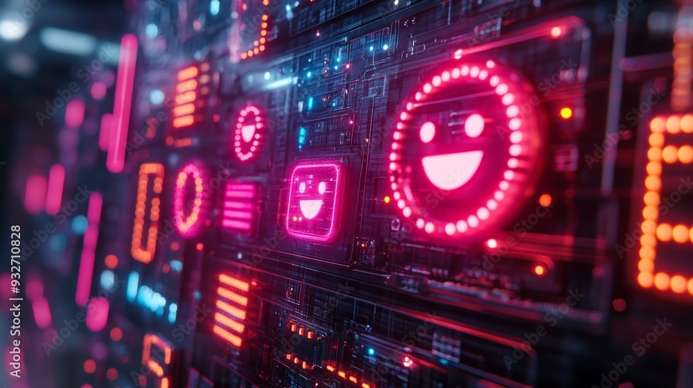 Obraz premium Neon Smiley Server.