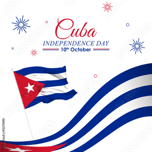 Vector illustration of Cuba Independence Day social media feed template