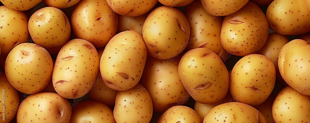 Close-up of fresh potatoes forming a rich golden background Close-up of fresh potatoes forming a rich golden background