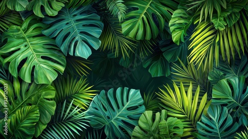 Wallpaper Mural Lush Tropical Leaves Pattern Background Texture Torontodigital.ca