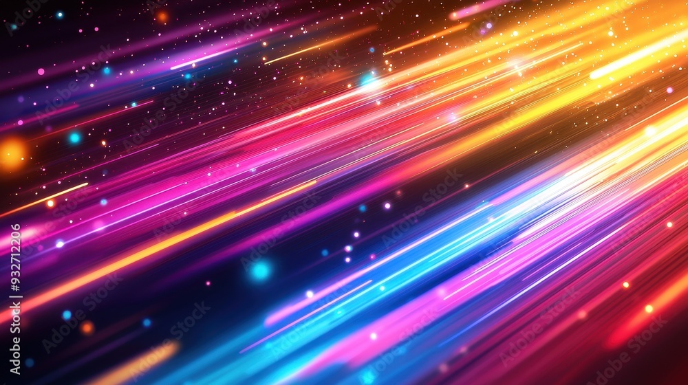 Fototapeta premium Abstract Neon Lights Background with Glowing Stripes and Bokeh