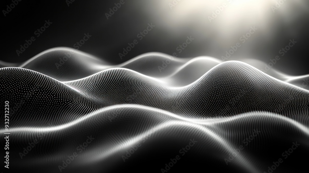 Obraz premium Abstract Wavy Pattern with White Lines and Light Effect