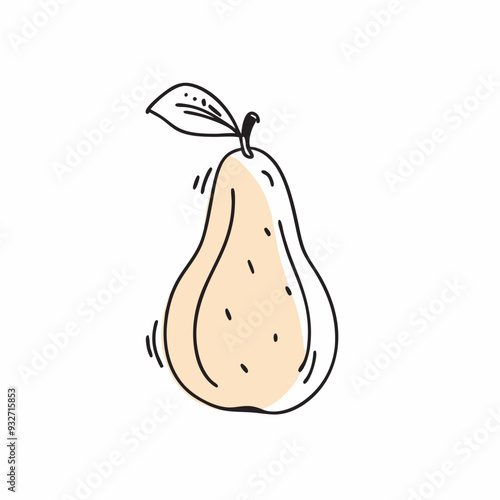 Doodle outline pear with spot Vector illustration for packing (19)