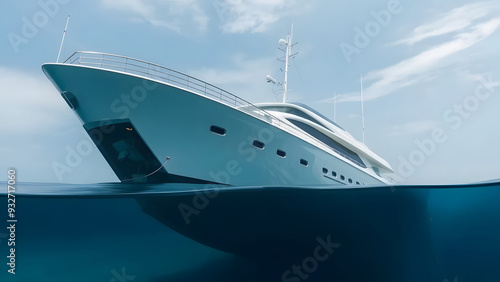 luxury ship Sinking modern large white boat goes underwater