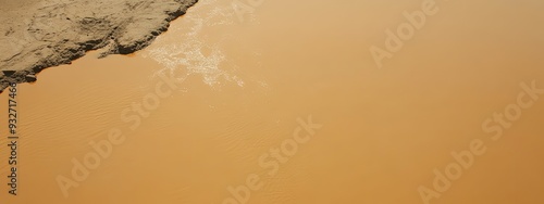 Chemical runoff, discolored river, toxic substances, soft diffused light photo