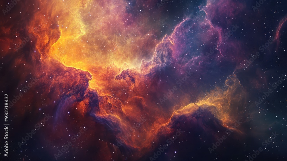 Image of a nebula with complex, flowing gas clouds and vibrant colors, showing the dynamic process of celestial flux. Image of a nebula with complex, flowing gas clouds and vibrant colors, showing the dynamic process of celestial flux.