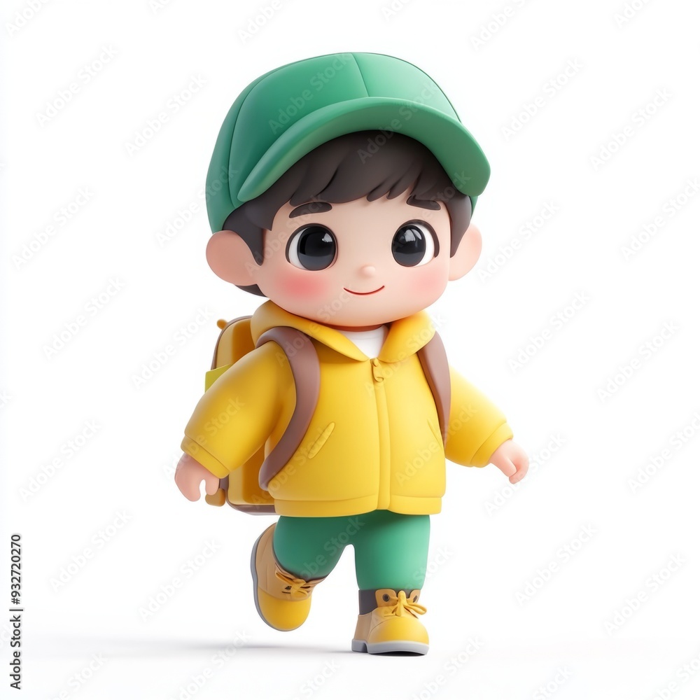3D character. Happy explorer boy wearing a green hat. 3D character. Happy explorer boy wearing a green hat.