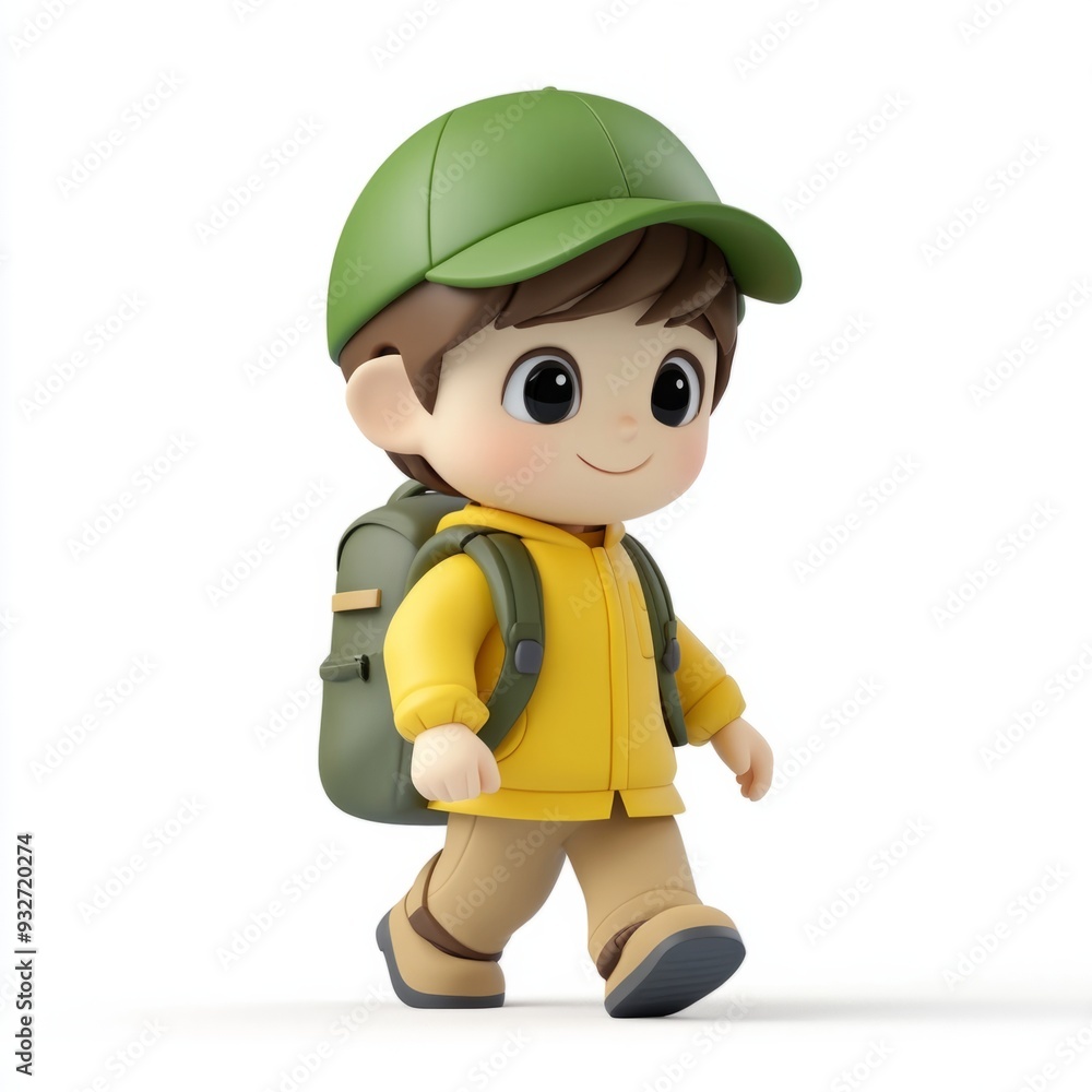 3D character. Happy explorer boy wearing a green hat. 3D character. Happy explorer boy wearing a green hat.
