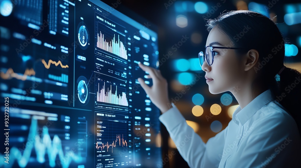Thai person using AI-driven financial tools for investment analysis and real-time market tracking. Thai person using AI-driven financial tools for investment analysis and real-time market tracking.