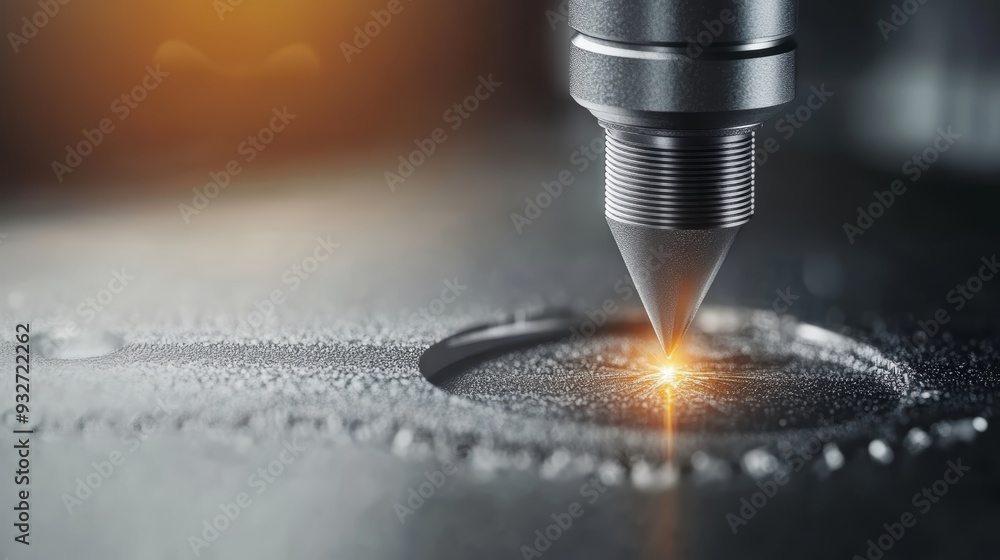 Close-up of a precision laser cutting tool in action, focusing on the intricate detail of the material being processed. Close-up of a precision laser cutting tool in action, focusing on the intricate detail of the material being processed.