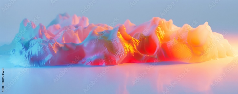 Abstract 3d colorful rainbow smoke soft wave crystal glass holographic effect isolated on pastel background Abstract 3d colorful rainbow smoke soft wave crystal glass holographic effect isolated on pastel background
