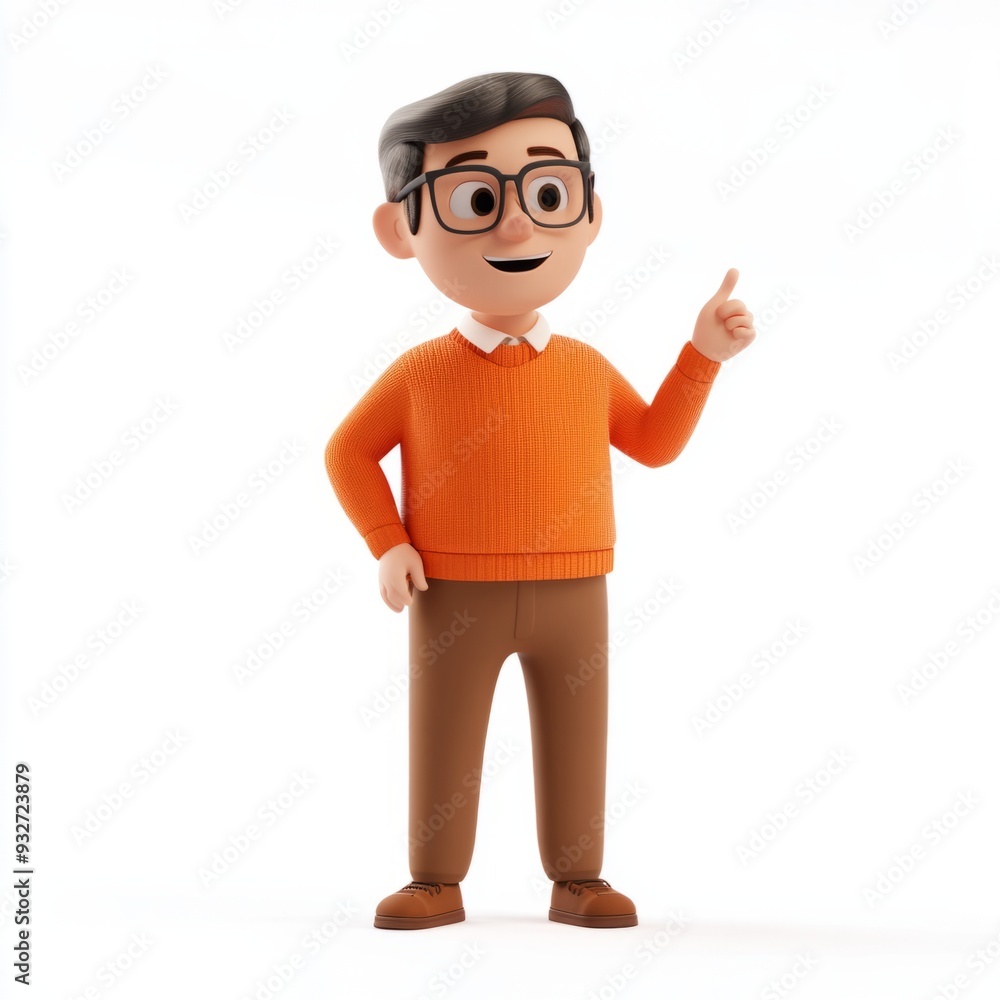 3D character of a teacher wearing glasses 3D character of a teacher wearing glasses