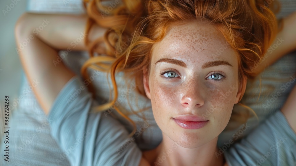 headshot of beautiful redhead woman during fitness routine home workout,gym mt in living room sporty woman wearing sportswear headshot of beautiful redhead woman during fitness routine home workout,gym mt in living room sporty woman wearing sportswear