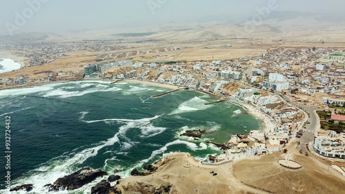 Aerial view with drone of the district of San Bartolo north next to the sea photo