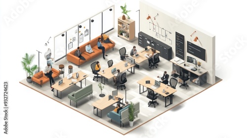 Fototapeta Naklejka Na Ścianę i Meble -  Modern Office Space with Diverse Team Working