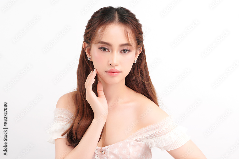Beautiful young asian woman with clean fresh skin on white background, Face care, Facial treatment, Cosmetology, beauty and spa, Asian women portrait. Beautiful young asian woman with clean fresh skin on white background, Face care, Facial treatment, Cosmetology, beauty and spa, Asian women portrait.