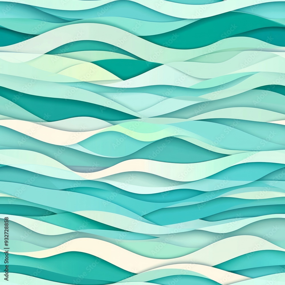Seamless pattern of pastel ombre waves transitioning from mint green to light blue Seamless pattern of pastel ombre waves transitioning from mint green to light blue