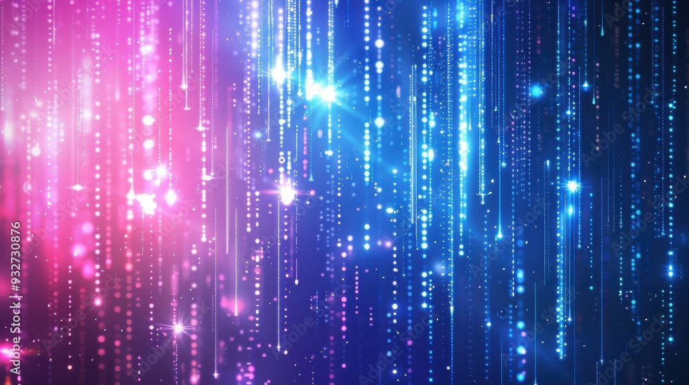 Obraz premium Cybernetic Symphony. Abstract digital technology futuristic blue pink background concept
