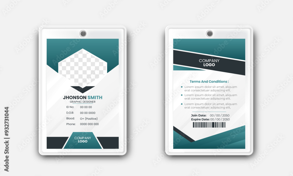 Modern and minimalist id card template. Creative id card design for your company employee Modern and minimalist id card template. Creative id card design for your company employee