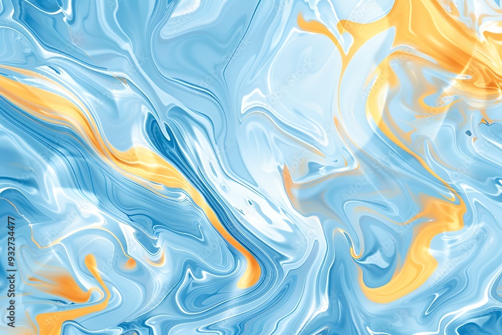 Abstract background with a swirling liquid marble pattern in pastel blue and yellow colors, on a white background, Abstract background with a swirling liquid marble pattern in pastel blue and yellow colors, on a white background,