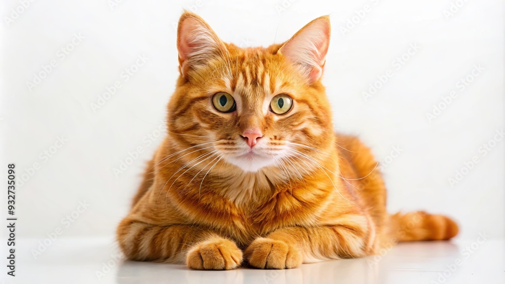 Fototapeta premium Vibrant image of a playful red cat against a white background