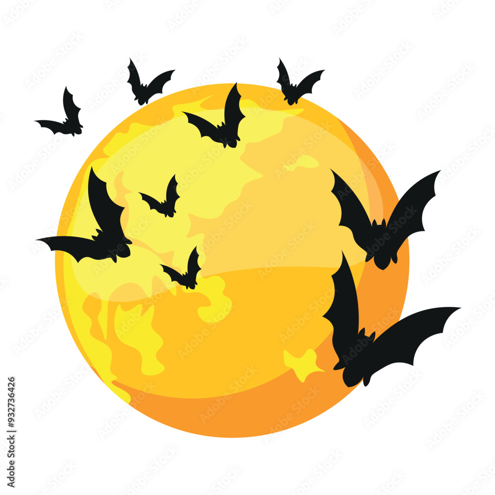 Bats Flying Halloween with Moon Bats Flying Halloween with Moon